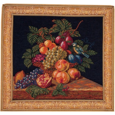 Corbeille de fruits et mésange, Tapisserie Art de Lys
