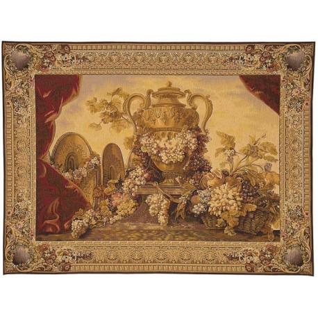 Vase et Raisin, Tapisserie Art de Lys