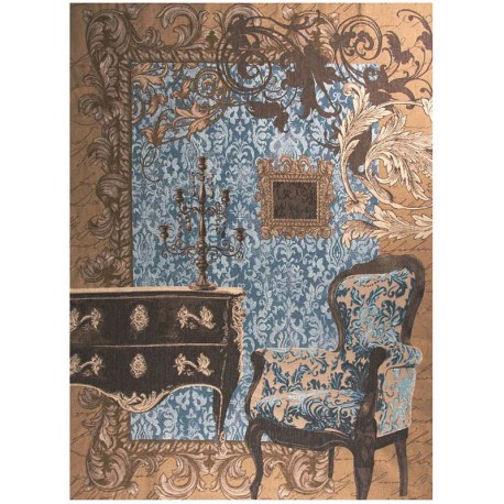Trompe l'oeil (bleu), Tapisserie Art de Lys