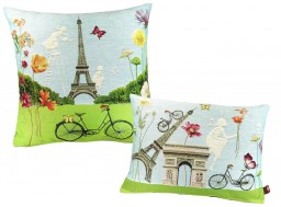 Paris fleuri, tour Eiffel, coussin