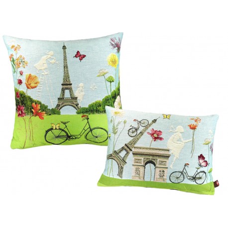 Paris fleuri, tour Eiffel, coussin