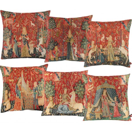 Lot 6 coussins Dame à la Licorne