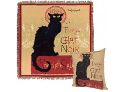 Le chat Noir plaid et coussin