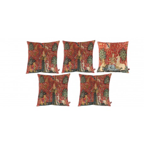 Lot de 5 coussins La Dame à la Licorne
